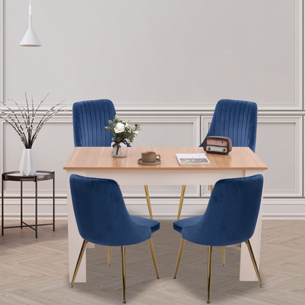 Beaumont Velvet Dining Set – Natural