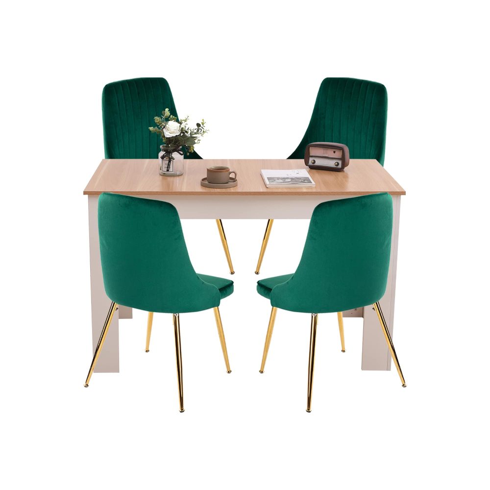 Bellamy Velvet Dining Set – Natural