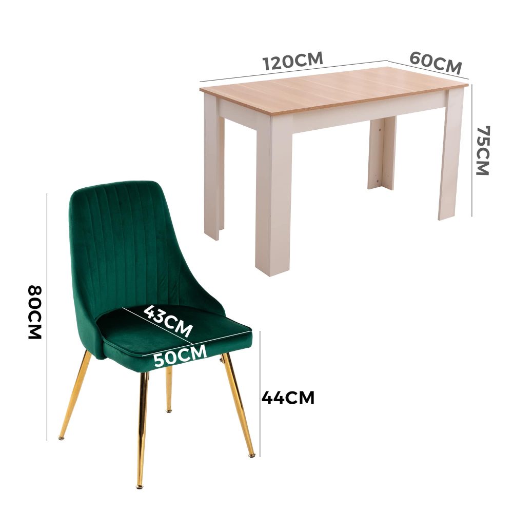 Bellamy Velvet Dining Set – Natural