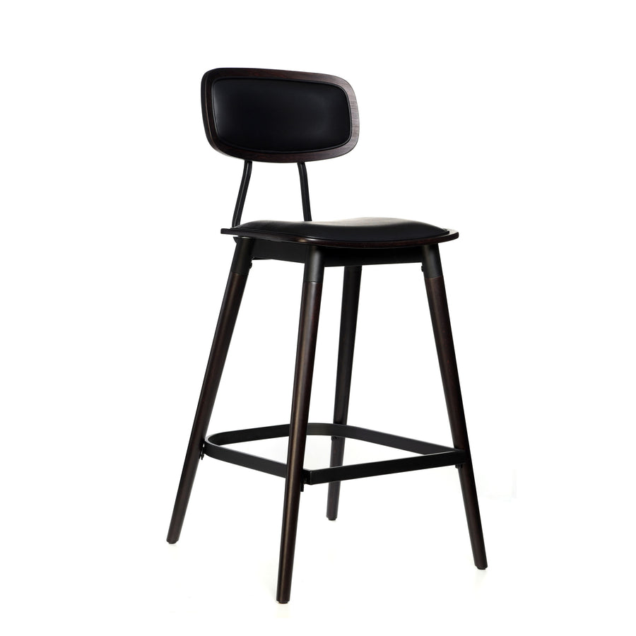 Felix Bar Stool – Black Vinyl Seat, Chocolate Frame