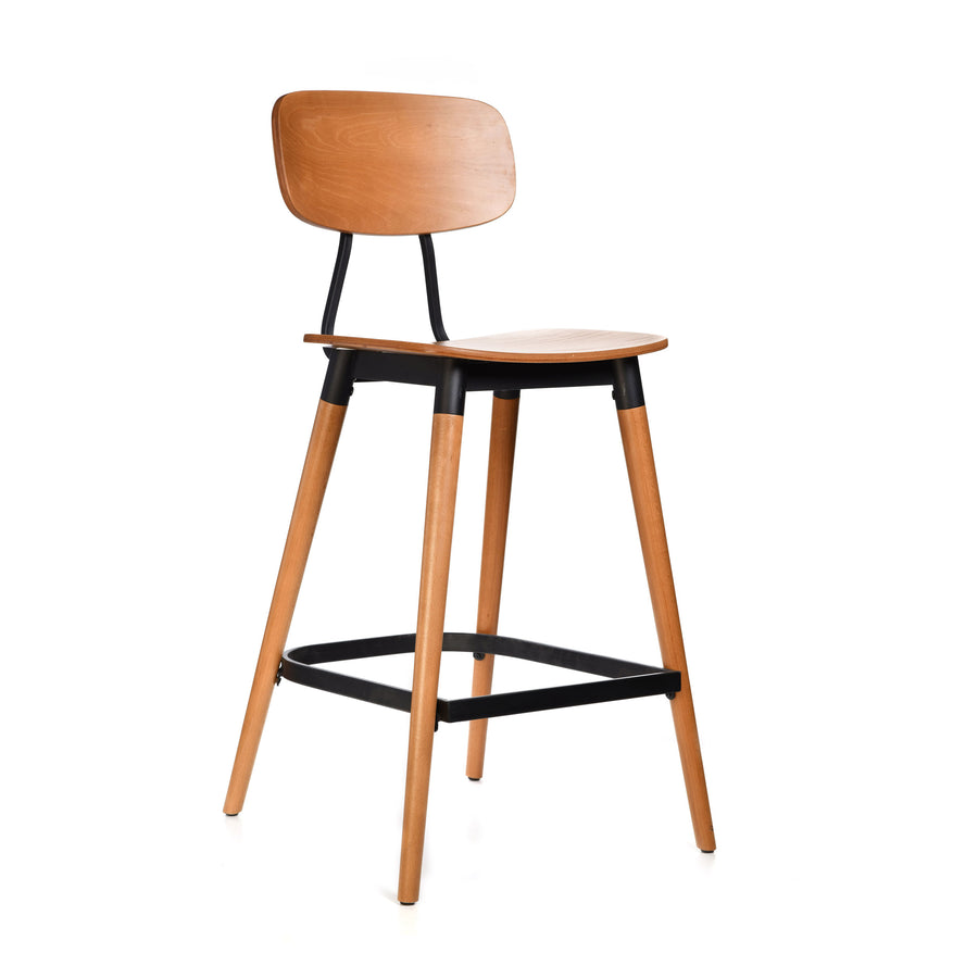 Felix Bar Stool – Lancaster Oak Seat, Black Frame