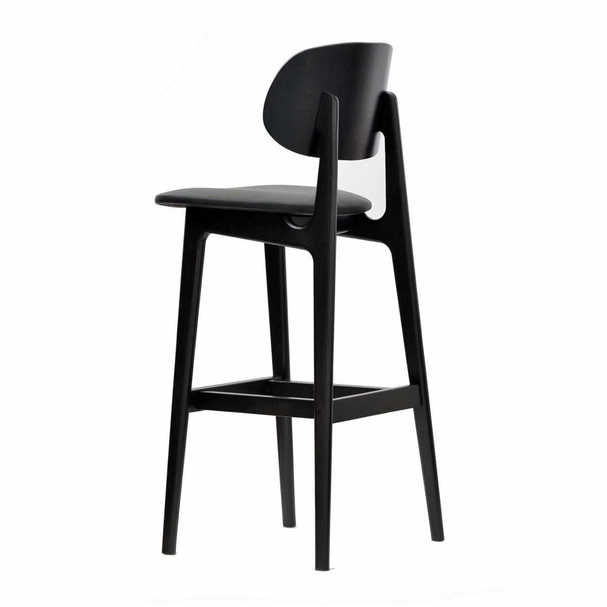 Ban Bar Stool – Black Vinyl Seat, Wenge Frame