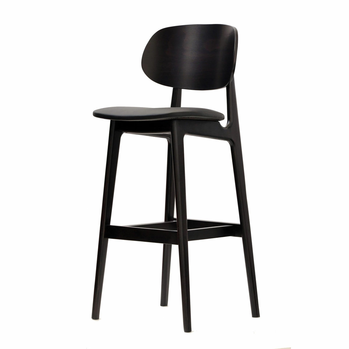 Ban Bar Stool – Black Vinyl Seat, Wenge Frame