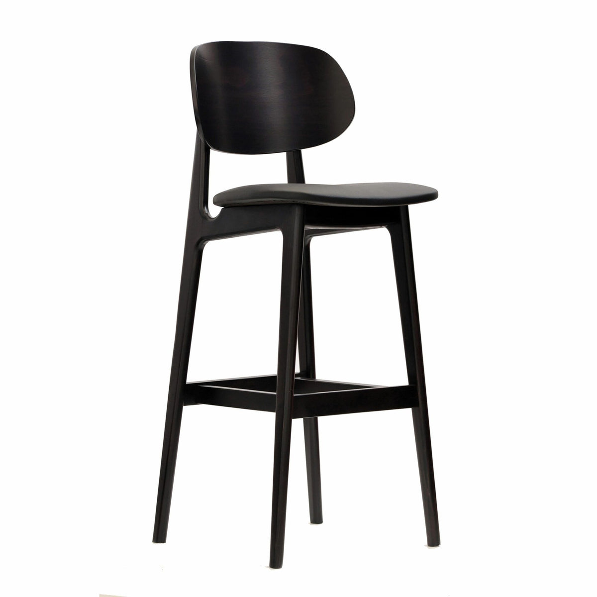 Ban Bar Stool – Black Vinyl Seat, Wenge Frame