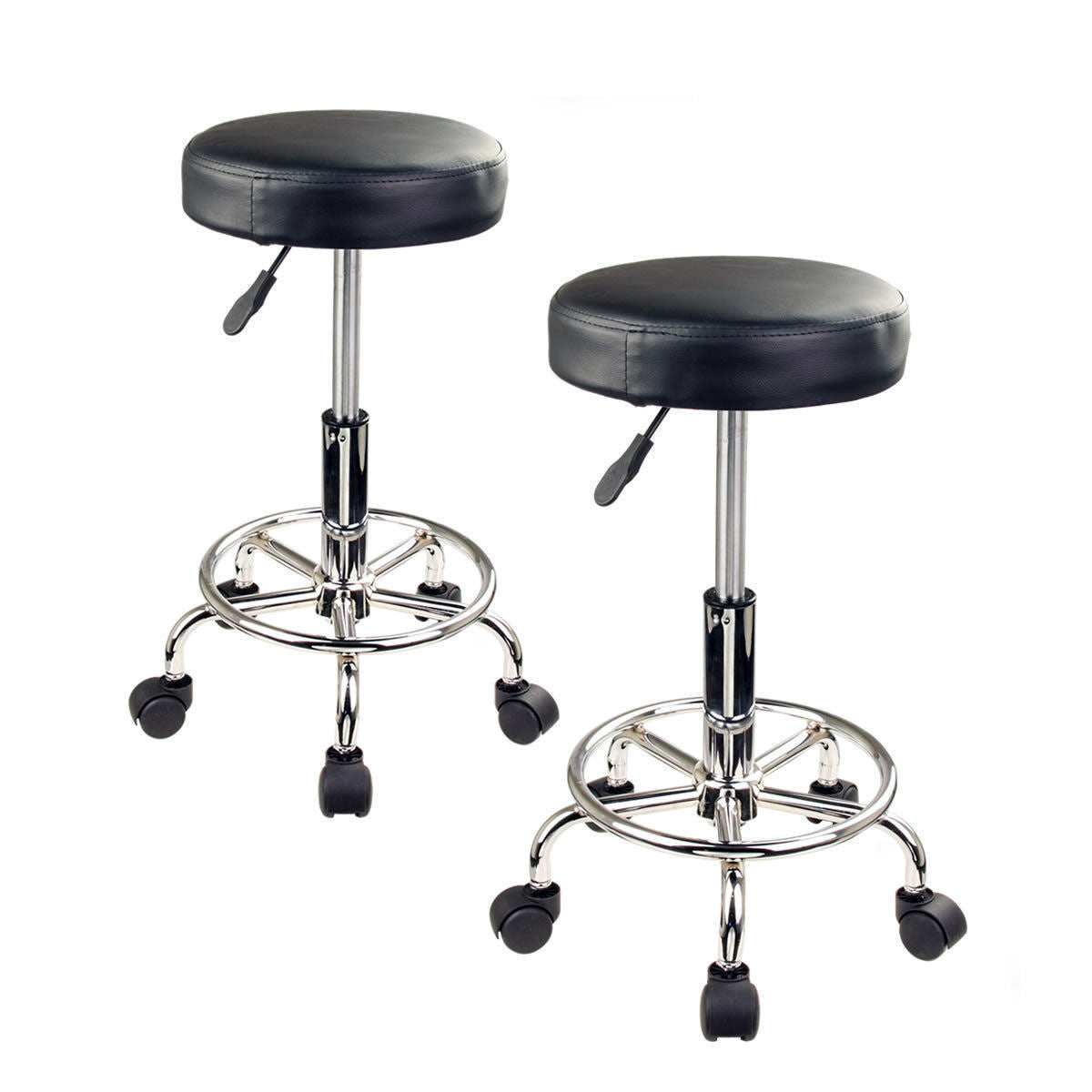 Boden PU Leather Gas-Lift Swivel Bar Stool Set of 2 – Black