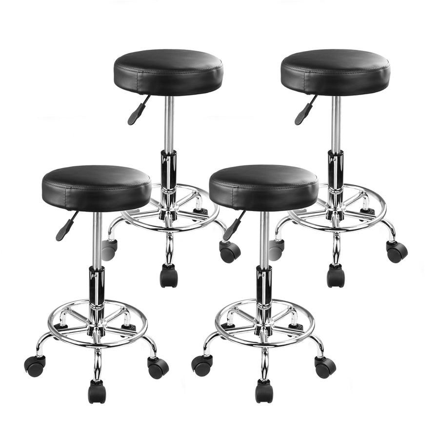 Boden PU Leather Gas-Lift Swivel Bar Stool Set of 4 – Black