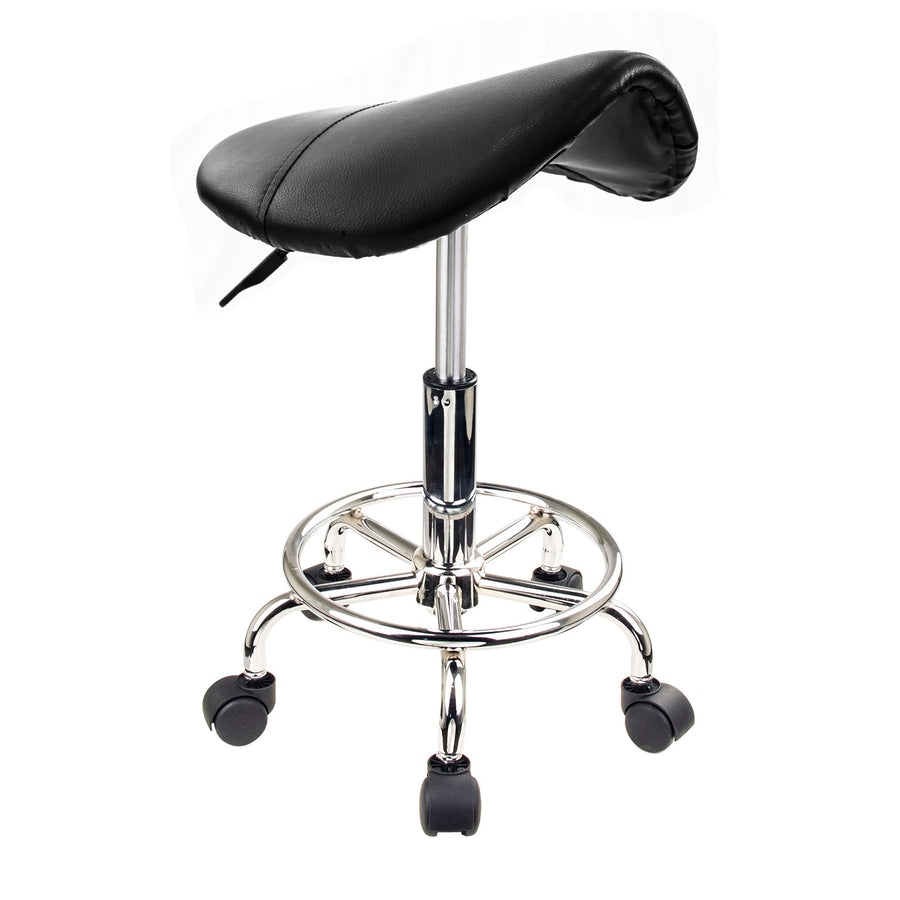 Saddle PU Leather Gas-Lift Swivel Bar Stool – Black