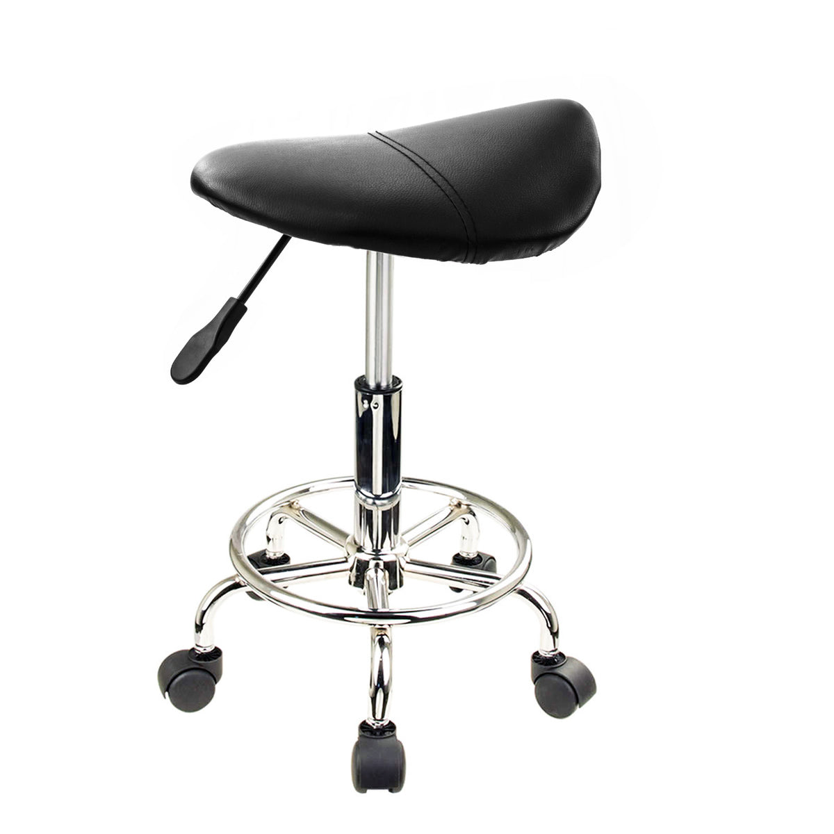 Saddle PU Leather Gas-Lift Swivel Bar Stool – Black