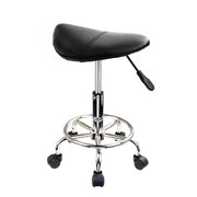 Saddle PU Leather Gas-Lift Swivel Bar Stool Set of 2 – Black