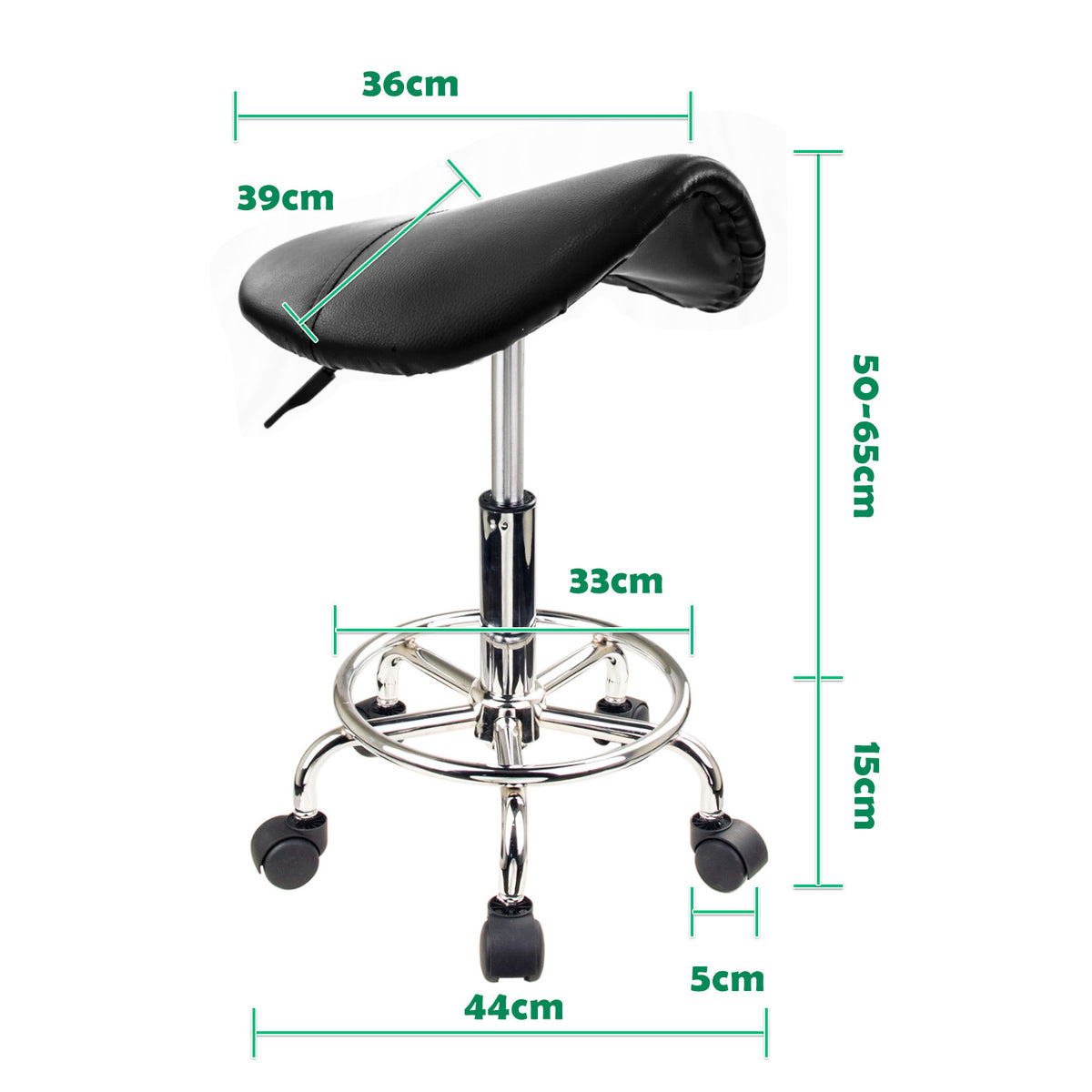 Saddle PU Leather Gas-Lift Swivel Bar Stool Set of 2 – Black