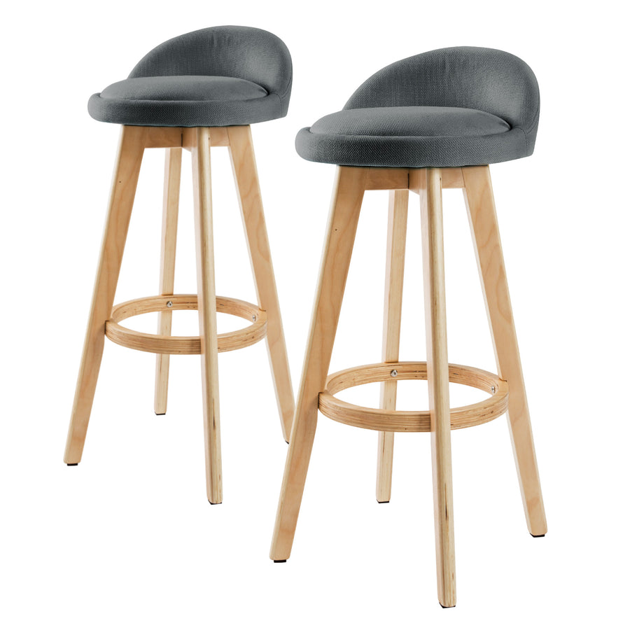 Leila Fabric Swivel Bar Stool Set of 2 – Grey