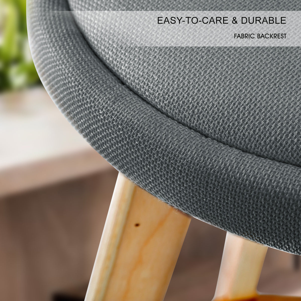 Leila Fabric Swivel Bar Stool Set of 4 – Grey