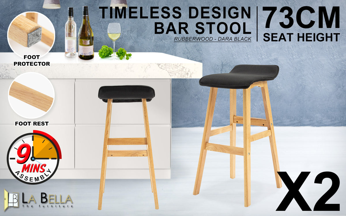 Dara Fabric Bar Stool – Black