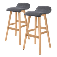 La Bella 2 Set 74cm Grey Wooden Bar Stool Sophia Fabric