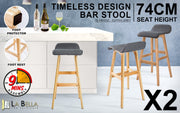 Sophia Fabric Bar Stool Set of 2 – Grey