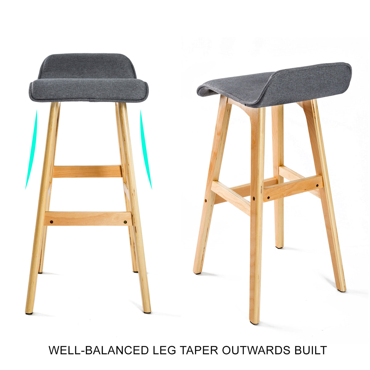 Sophia Fabric Bar Stool Set of 2 – Grey
