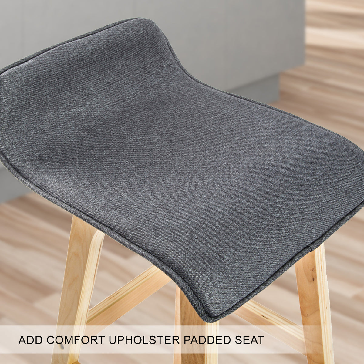 Sophia Fabric Bar Stool Set of 2 – Grey