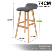 Sophia Fabric Bar Stool Set of 2 – Grey