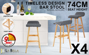 Sophia Fabric Bar Stool Set of 4 – Grey