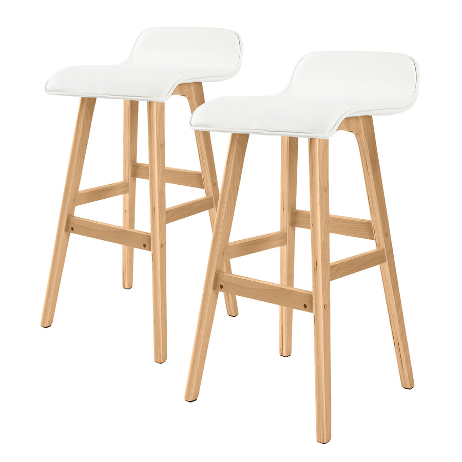 Sophia PU Leather Bar Stool Set of 2 – White