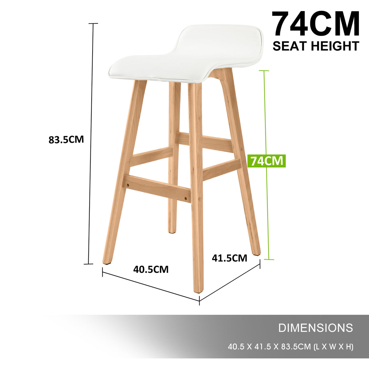 Sophia PU Leather Bar Stool Set of 4 – White