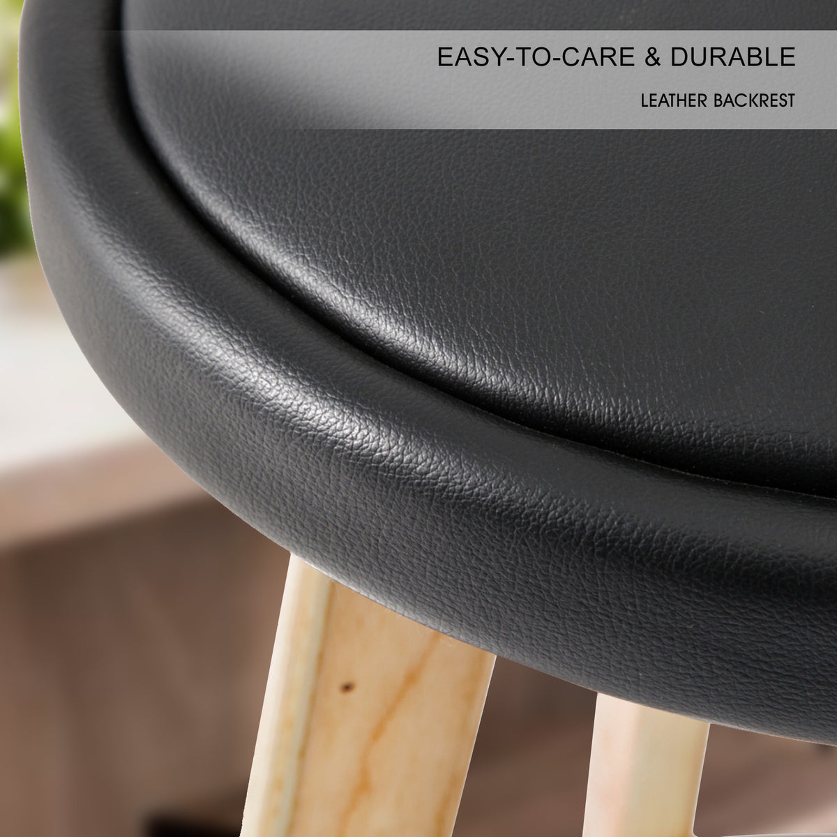 Leila Wooden Swivel Bar Stool Set of 2 – Black