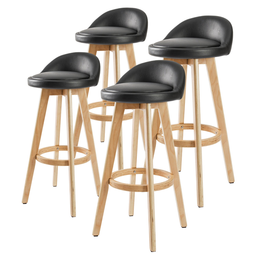 Leila Wooden Swivel Bar Stool Set of 4 – Black