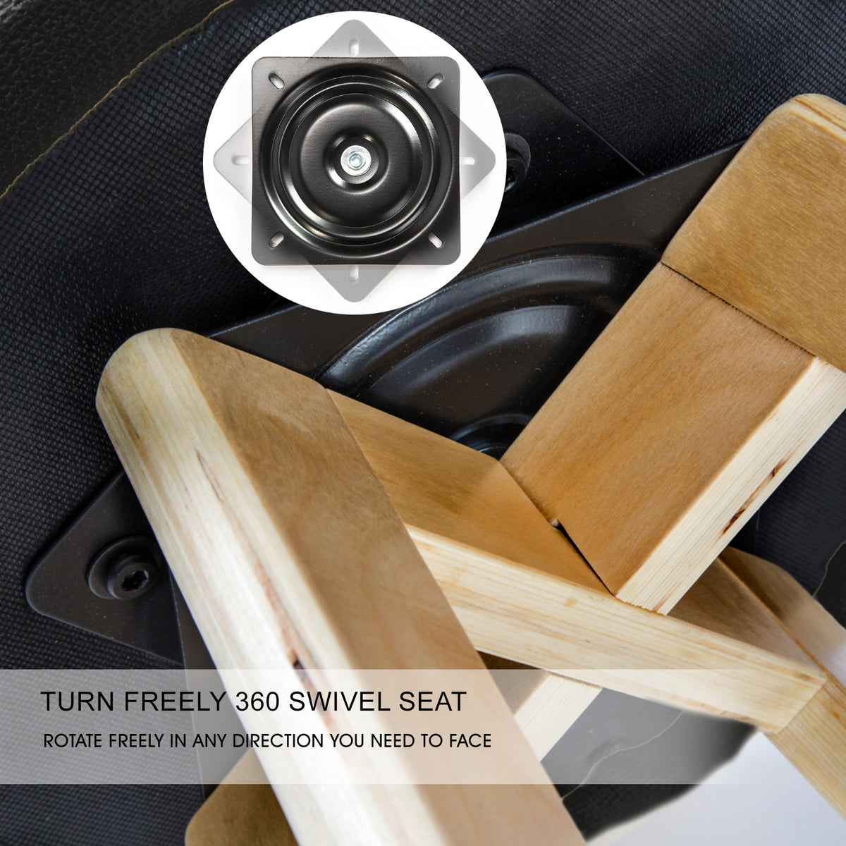 Leila Wooden Swivel Bar Stool Set of 4 – Black