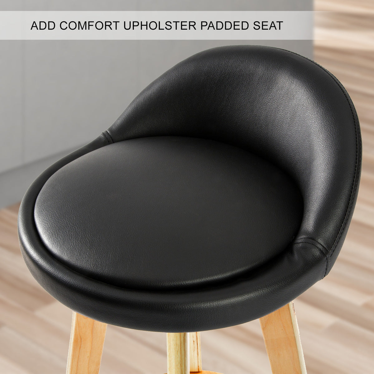 Leila Wooden Swivel Bar Stool Set of 4 – Black