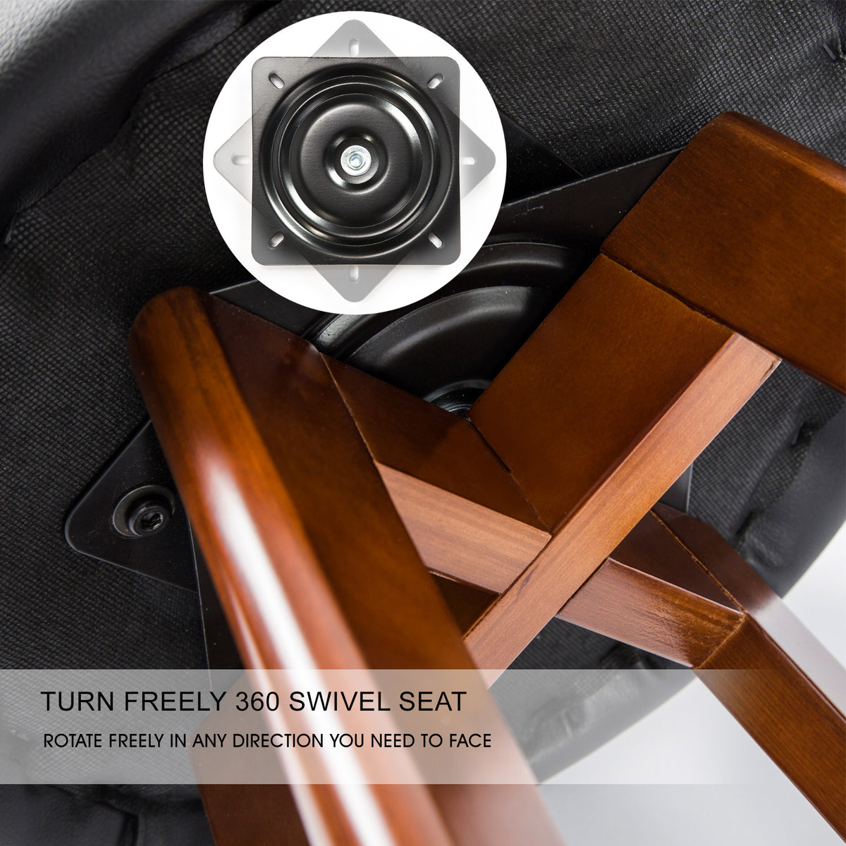 Leila Wooden Swivel Bar Stool – Brown