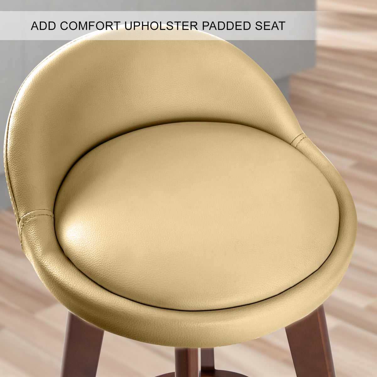 Leila Wooden Swivel Bar Stool – Brown