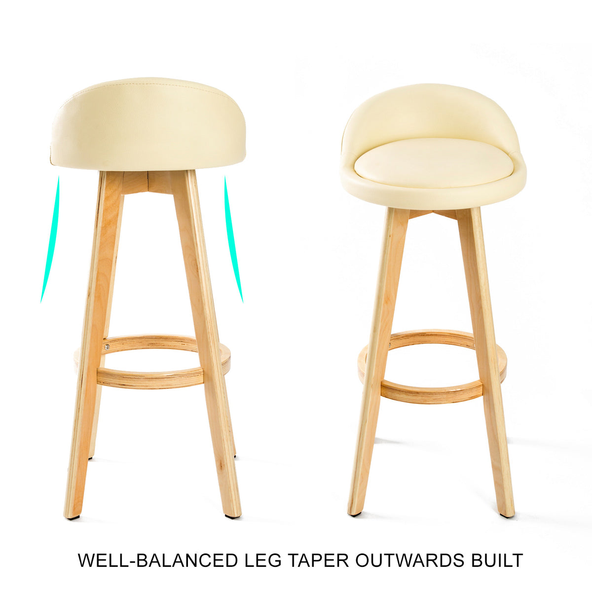 Leila Wooden Swivel Bar Stool – Cream