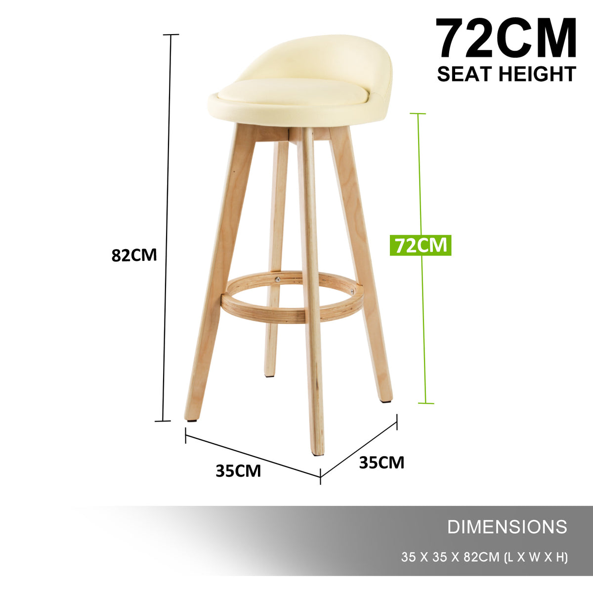 Leila Wooden Swivel Bar Stool – Cream