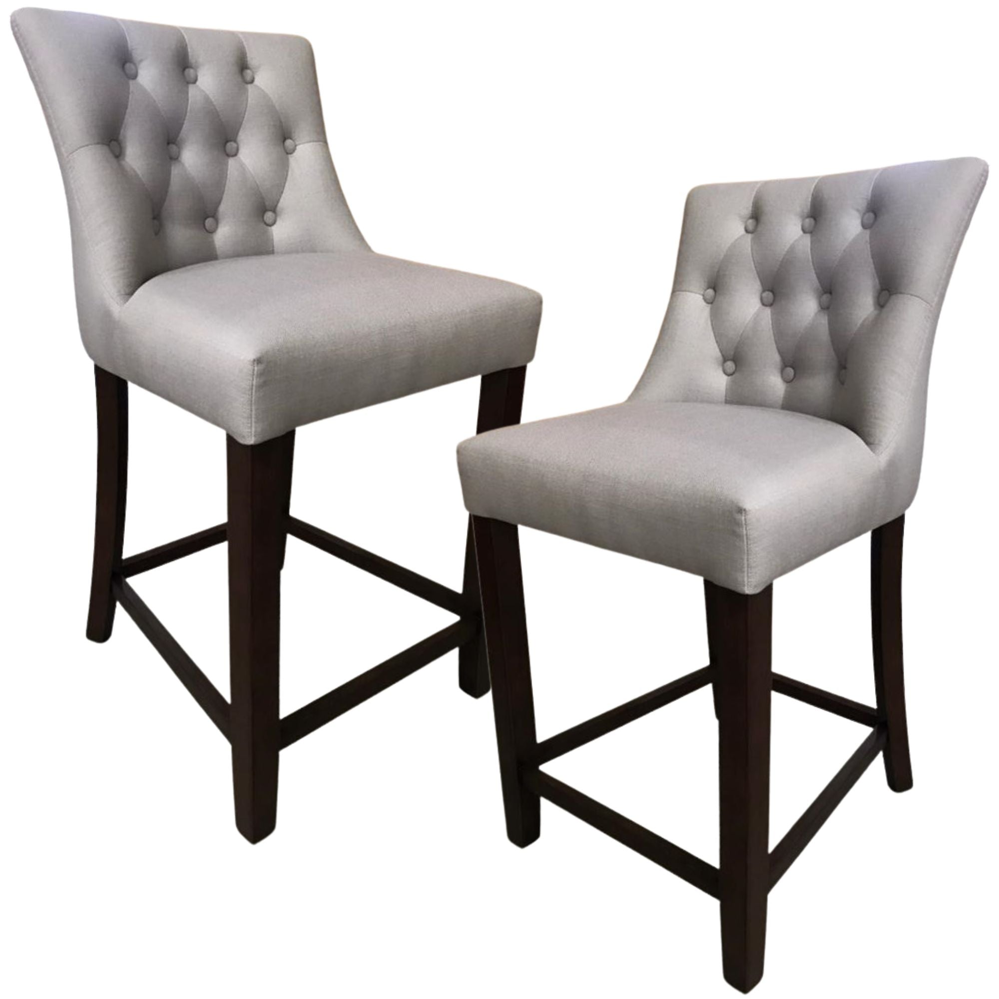 Florence  2pc High Fabric Dining Chair Bar Stool French Provincial Solid Timber
