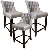 Florence  3pc High Fabric Dining Chair Bar Stool French Provincial Solid Timber
