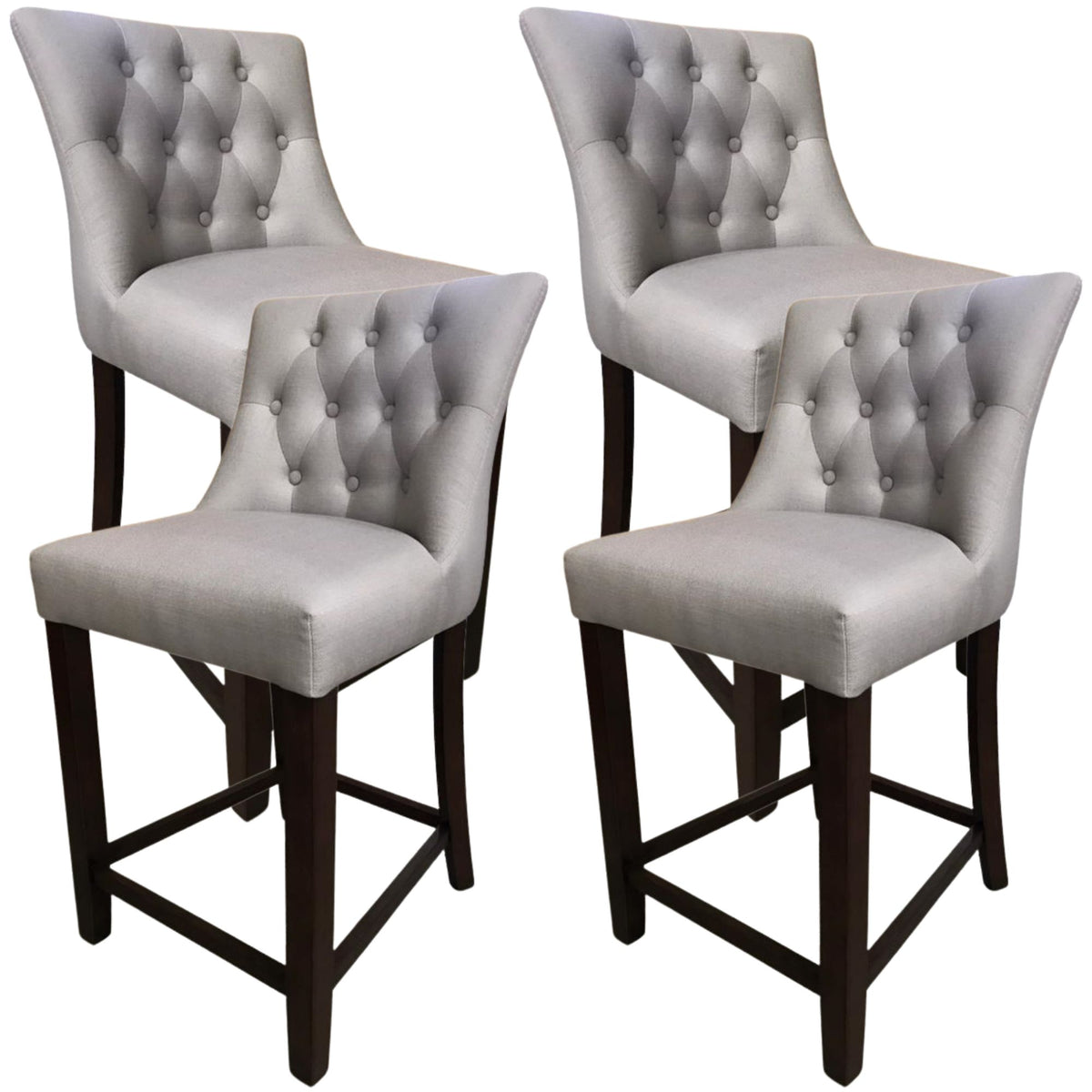 Florence Fabric Kitchen Bar Stool Set of 4 – Light Grey