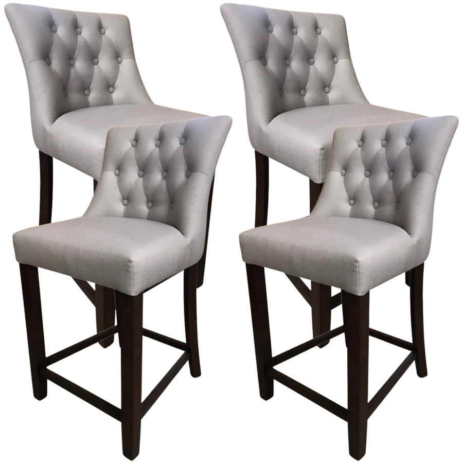 Florence Fabric Kitchen Bar Stool Set of 4 – Light Grey