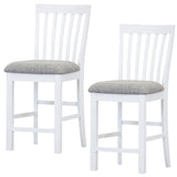 Laelia Tall Bar Chair Stool Set of 2 Solid Acacia Wood Coastal Furniture - White
