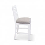 Laelia Tall Bar Chair Stool Set of 2 Solid Acacia Wood Coastal Furniture - White