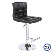 Max PU Leather Gas-Lift Swivel Kitchen Bar Stool Set of 2 – Black