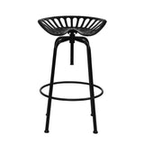 1x Kitchen Bar Stools Tractor Stool Chairs Industrial Vintage Retro Swivel Barstools Metal Black - BSR
