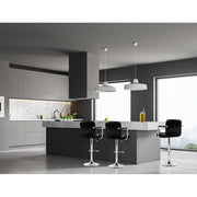 Set of 2 Bar Stools Gas lift Swivel Chairs Kitchen Armrest PU Leather Chrome Black - BSR