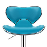 Set of 2 Bar Stools Gas lift Swivel Chairs Kitchen PU Leather Chrome Teal - BSR