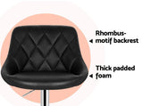 Set of 2 Bar Stools Kitchen Gas Lift Swivel Chairs PU Leather Chrome Black - BSR