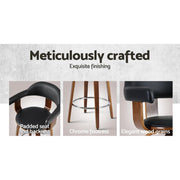 Set of 2 Bar Stools Wooden Swivel Bar Stool Kitchen Dining Chair Wood Black - BSR