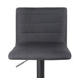 set of 4 Bar Stools Fabric Kitchen Cafe Swivel Bar Stool Chair Gas Lift Black - BSR