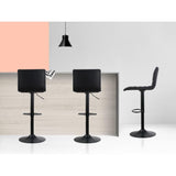 set of 4 Bar Stools Fabric Kitchen Cafe Swivel Bar Stool Chair Gas Lift Black - BSR