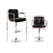 Set of 4 Bar Stools Kitchen Swivel Bar Stool PU Leather Gas Lift Chairs Black - BSR
