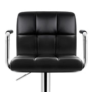 Set of 4 Bar Stools Kitchen Swivel Bar Stool PU Leather Gas Lift Chairs Black - BSR
