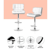 Set of 4 Bar Stools PU Leather Chrome Kitchen Bar Stool Chairs Gas Lift White - BSR